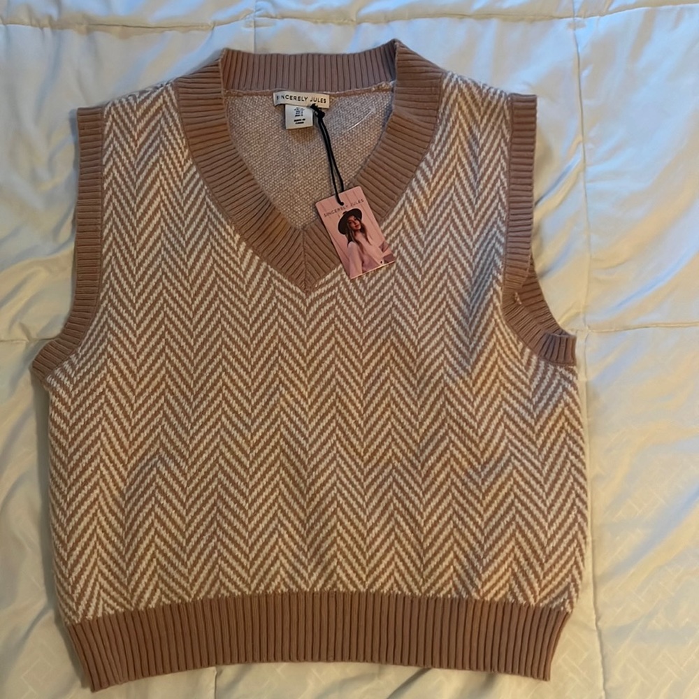 Sincerely Jules Pullover Beige Zig Zag Vest